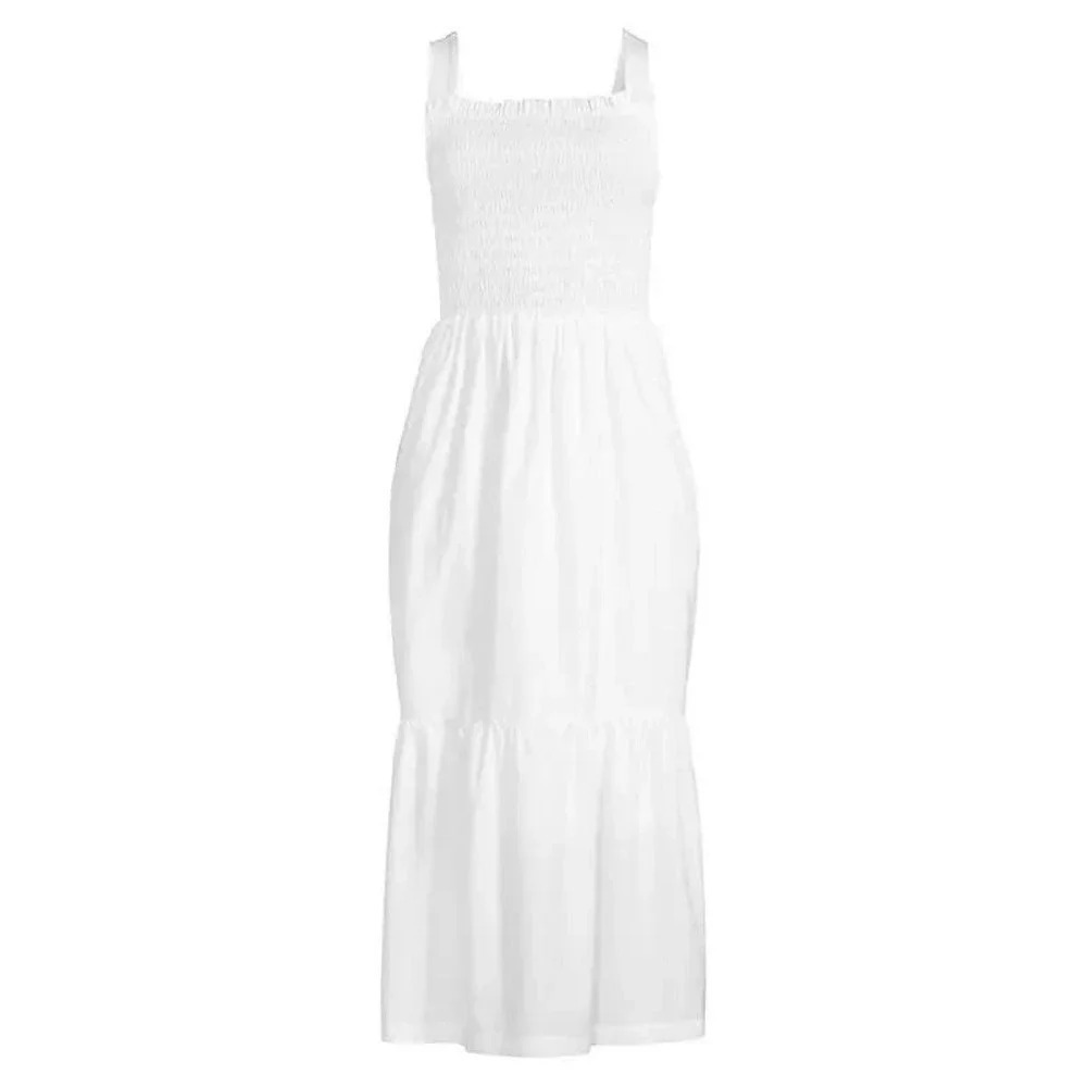 TROVATA Birds of Paradis Dolores Cotton Midi Dress Classic White Size Medium - Picture 3 of 11